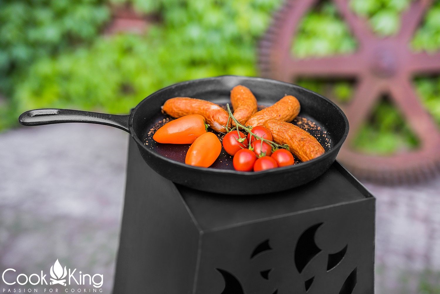 Gartenkamin "Hawana" Gartenofen H 108cm zum Heizen und Grillen Terrassenofen aus Naturstahl Kamin
