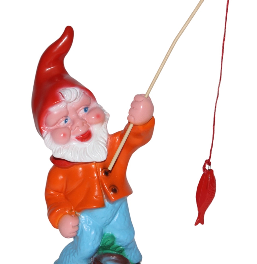 Gartenzwerg als Angler Figur Zwerg H 31 cm Gartenzwerg Gartendeko Gartenfigur aus Kunststoff