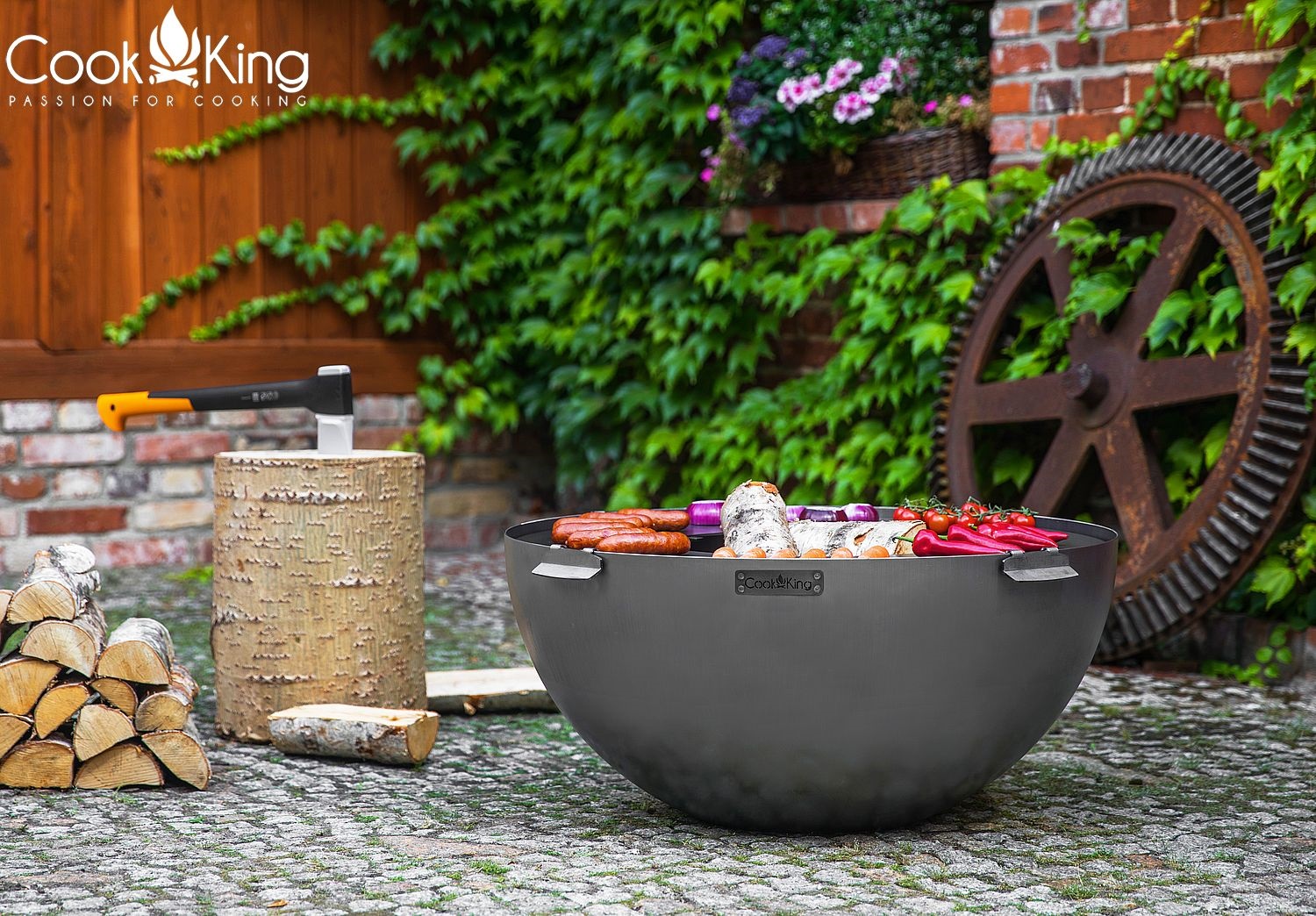 Feuerschale Premium „DALLAS“ Ø 85 cm aus Stahl Feuerstelle für den Garten als Grill oder Wärmequelle