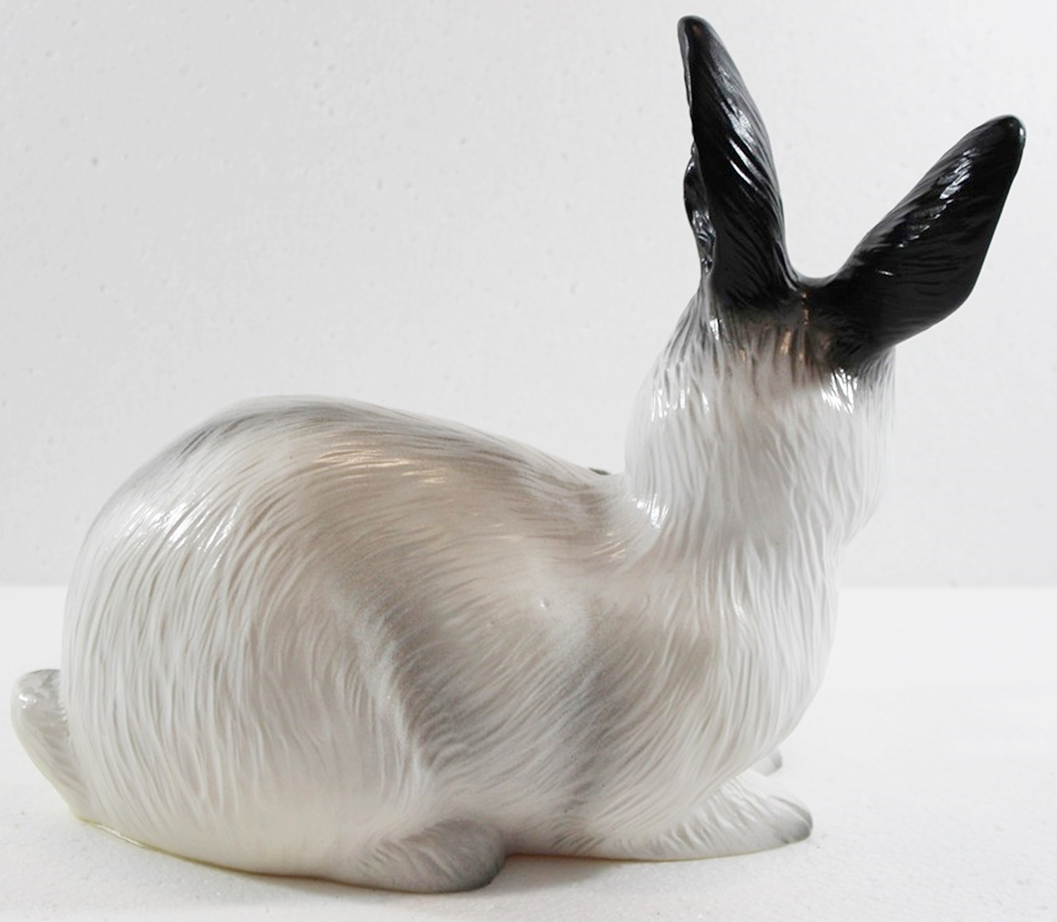 Deko Garten Figur Gartenfigur Tierfigur Hase mit Kleinem liegend weiß aus Kunststoff Höhe 21 cm