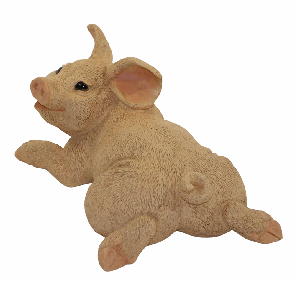 Dekofigur Tierfigur Schwein Ferkel Schweinchen liegend natur Kollektion Castagna aus Resin H 10 cm