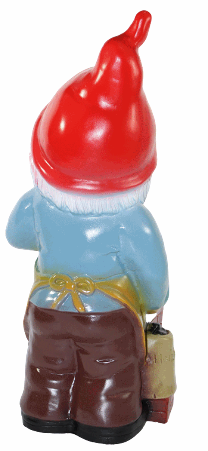 Gartenzwerg Deko Garten Figur Zwerg Grillmeister stehend mit Bierflasche aus Kunststoff H 45 cm