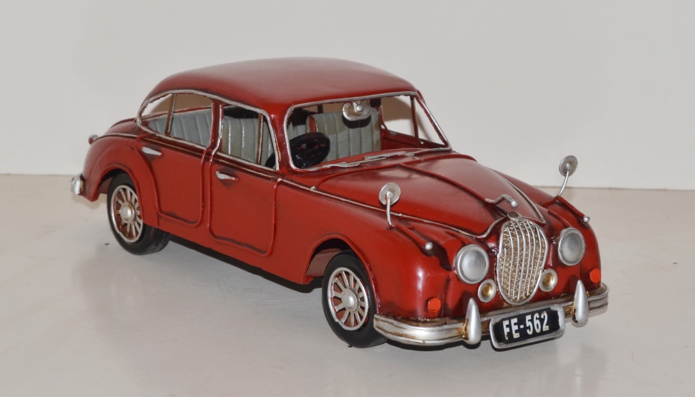 Blechauto Nostalgie Modellauto Jaguar 1959 in rot Oldtimer L 35 cm aus Blech