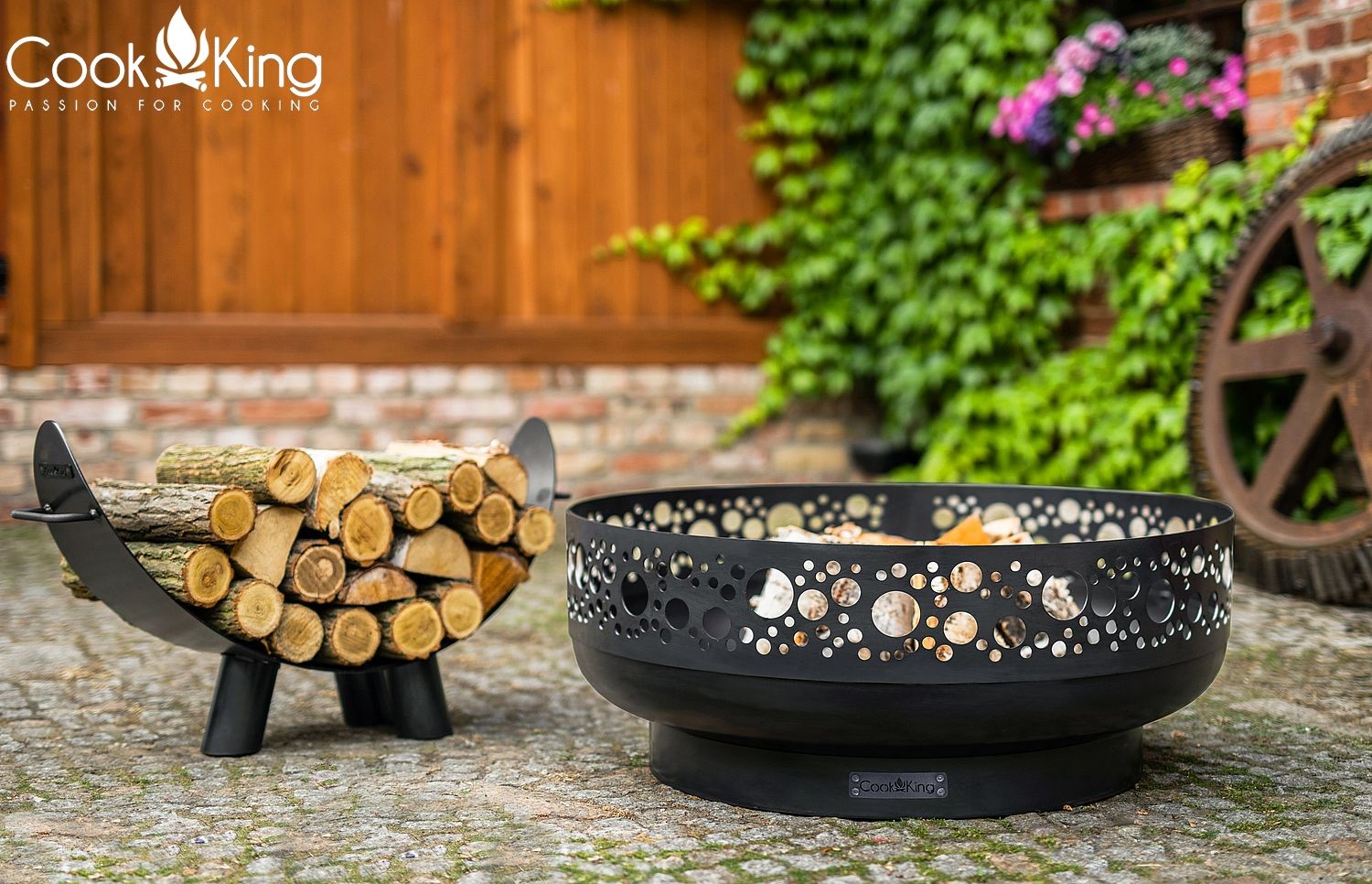 Feuerschale "Boston" Ø 80 cm Feuerstelle für Garten aus Stahl Feuerkorb als Wärmequelle oder Grill